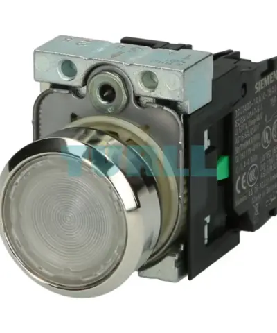Siemens 3SU1156-0AB70-1BA0 Illuminated Pushbutton, 22mm, Metal, Momentary, LED 230V AC