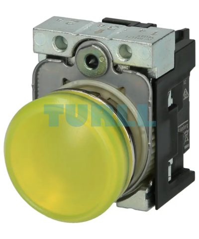 Siemens 3SU1156-6AA30-1AA0 22mm, Yellow LED Indicator Light, Metal, Round, 230V AC