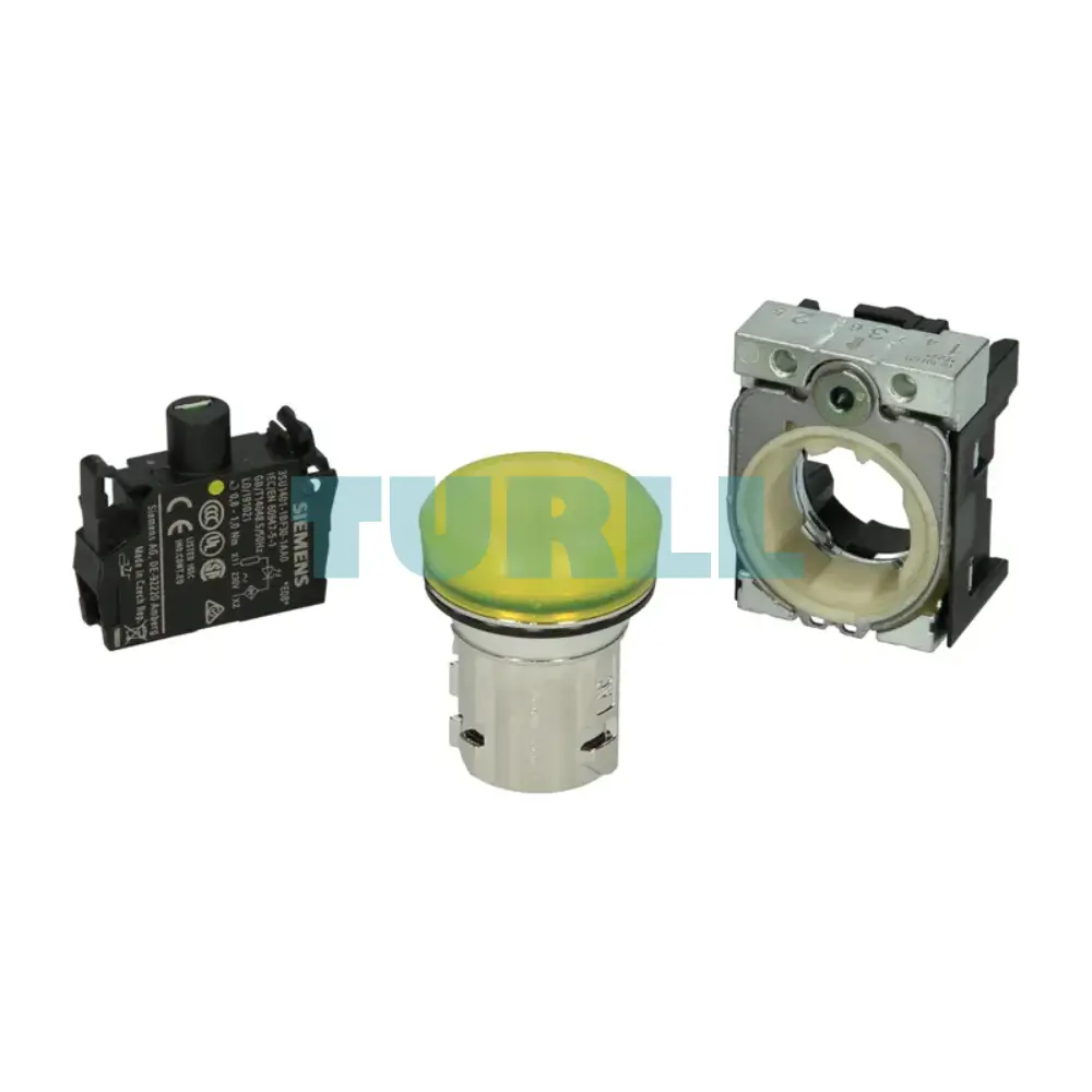 Siemens 3SU1156-6AA30-1AA0 22mm, Yellow LED Indicator Light, Metal, Round, 230V AC Original Brand New 3 Siemens 3SU1156-6AA30-1AA0 22mm, Yellow LED Indicator Light, Metal, Round, 230V AC