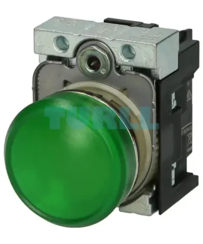 Siemens 3SU1156-6AA40-1AA0 Green LED Indicator Light, 22mm, Metal, Smooth Lens, 230V AC