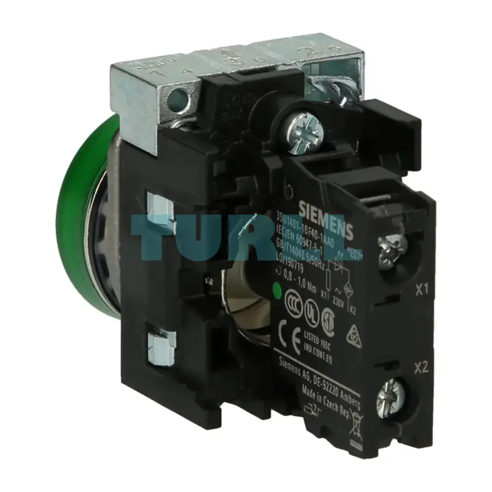 Siemens 3SU1156-6AA40-1AA0 Green LED Indicator Light, 22mm, Metal, Smooth Lens, 230V AC Original Brand New 2 Siemens 3SU1156-6AA40-1AA0 Green LED Indicator Light, 22mm, Metal, Smooth Lens, 230V AC