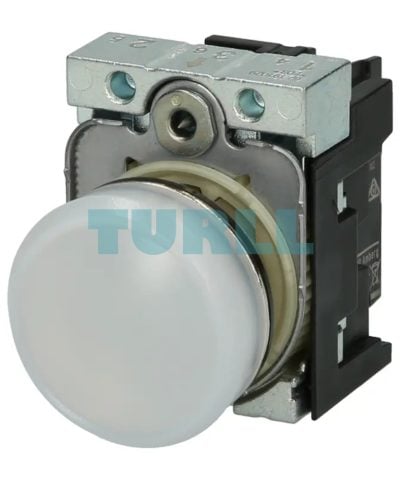 Siemens 3SU1156-6AA60-1AA0 Indicator Light, 22mm, Round, Metal, LED Signal Lamp, White Lens, 230V AC