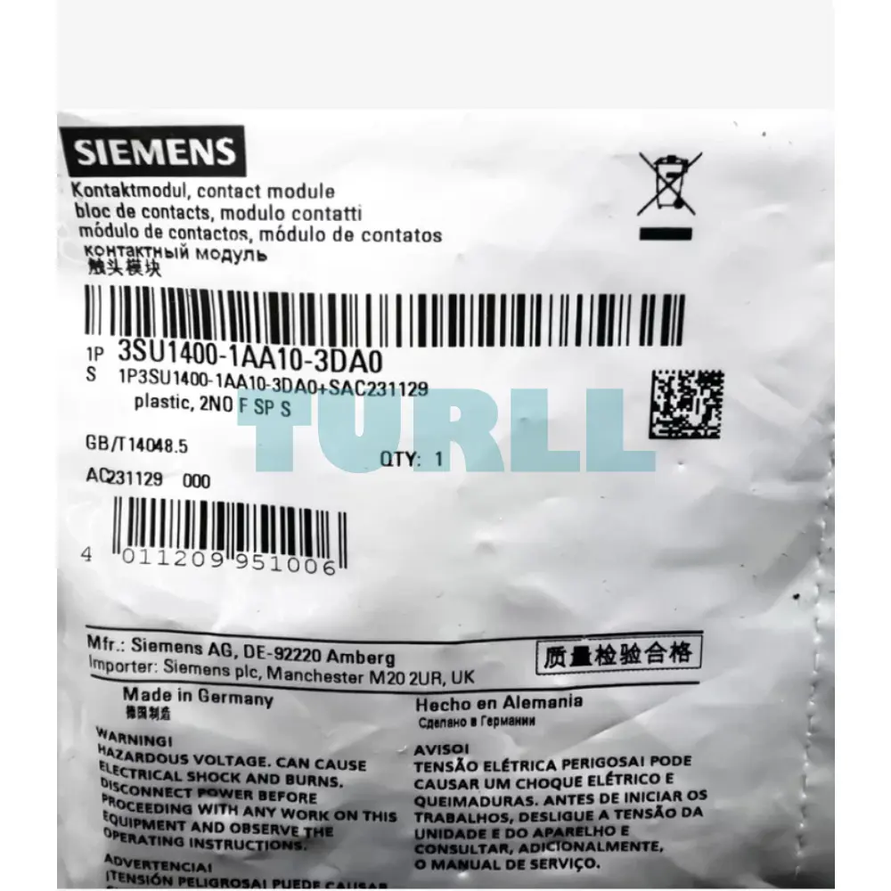 Siemens 3SU1400-1AA10-3DA0 SIRIUS ACT Contact Module 2 NO, Spring Terminal Original Brand New 2 Siemens 3SU1400-1AA10-3DA0 SIRIUS ACT Contact Module 2 NO, Spring Terminal
