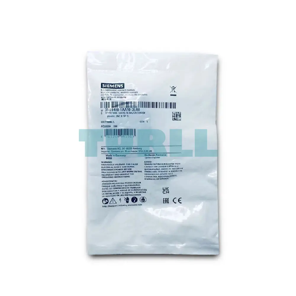 Siemens 3SU1400-1AA10-3EA0 Contact Module, 2 NC, Spring-Type Terminal, Front Plate Mounting Original Brand New 4 Siemens 3SU1400-1AA10-3EA0 Contact Module, 2 NC, Spring-Type Terminal, Front Plate Mounting