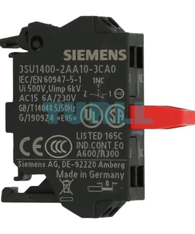 Siemens 3SU1400-2AA10-3CA0 Contact Module, 1 NC, Spring-Type Terminal, Floor Mounting