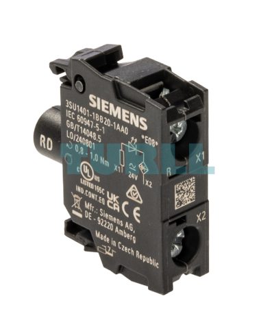 Siemens 3SU1401-1BB20-1AA0 Red LED Module, 24V AC/DC, Screw Terminal, Front Plate Mounting