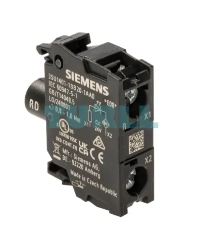 Siemens 3SU1401-1BB20-1AA0 Red LED Module, 24V AC/DC, Screw Terminal, Front Plate Mounting