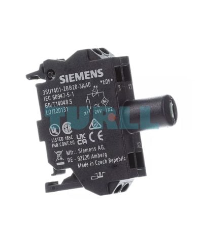 Siemens 3SU1401-1BB20-3AA0 LED Module 24V AC/DC, Red, Spring-Loaded Terminal, Front Plate Mounting
