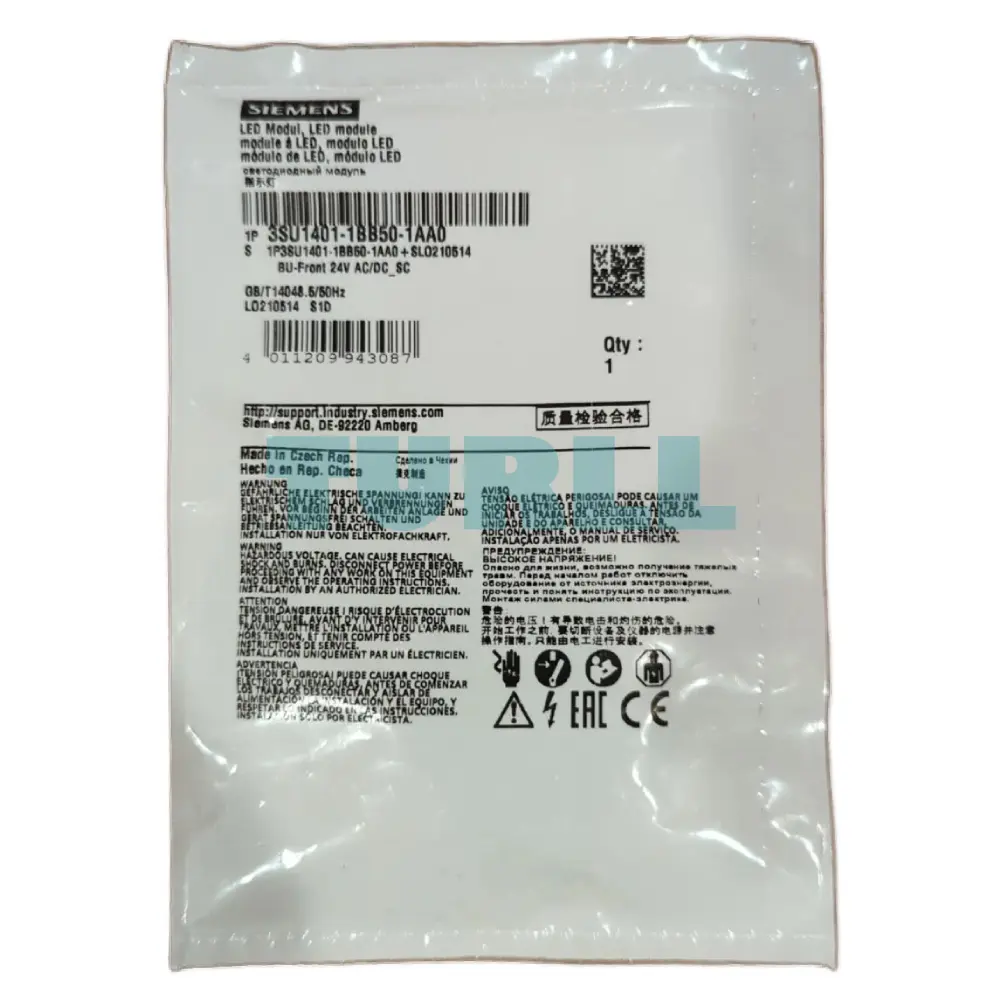 Siemens 3SU1401-1BB50-1AA0 Blue LED Module, 24V AC/DC, Screw Terminal, Front Plate Mounting Original Brand New 4 Siemens 3SU1401-1BB50-1AA0 Blue LED Module, 24V AC/DC, Screw Terminal, Front Plate Mounting