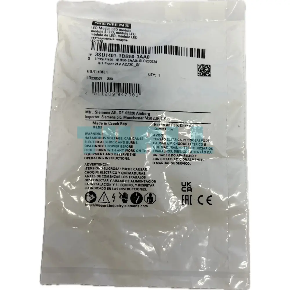 Siemens 3SU1401-1BB50-3AA0 LED Module, 24V AC/DC Blue Indicator with Spring-Loaded Terminal Original Brand New 4 Siemens 3SU1401-1BB50-3AA0 LED Module, 24V AC/DC Blue Indicator with Spring-Loaded Terminal