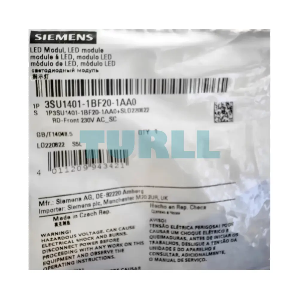 Siemens 3SU1401-1BF20-1AA0 Red LED Module, 230V AC, Front Plate Mounting, Screw Terminal Original Brand New 3 Siemens 3SU1401-1BF20-1AA0 Red LED Module, 230V AC, Front Plate Mounting, Screw Terminal