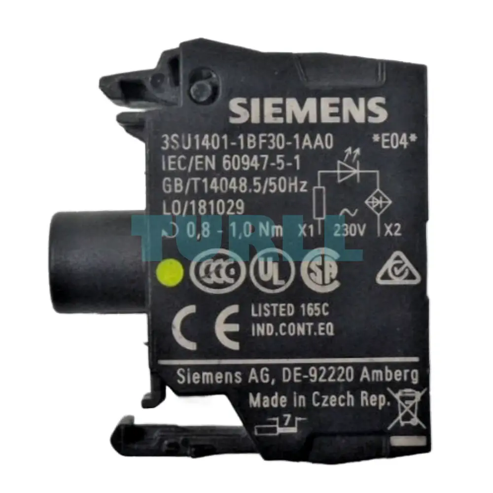 Siemens 3SU1401-1BF30-1AA0 LED Module, Yellow 230V AC, Screw Terminal, Front Plate Mounting Original Brand New 2 Siemens 3SU1401-1BF30-1AA0 LED Module, Yellow 230V AC, Screw Terminal, Front Plate Mounting