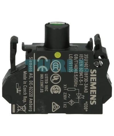 Siemens 3SU1401-1BF30-3AA0 Yellow LED Module 230V AC, Spring-Type Terminal, Front Plate Mounting