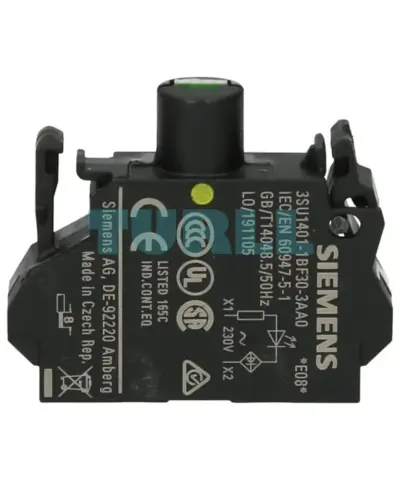 Siemens 3SU1401-1BF30-3AA0 Yellow LED Module 230V AC, Spring-Type Terminal, Front Plate Mounting