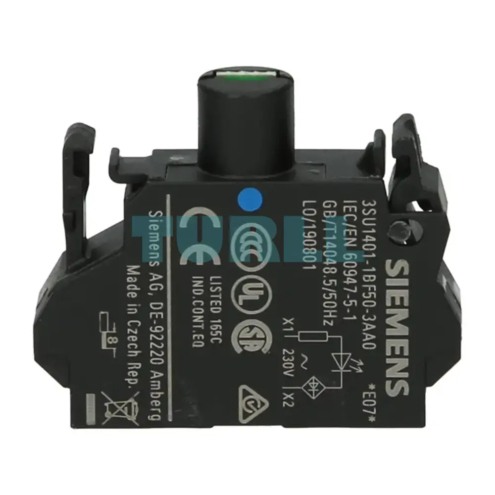 Siemens 3SU1401-1BF50-3AA0 Blue LED Module 230V AC, Spring-Type Terminal, Front Plate Mounting Original Brand New 1 Siemens 3SU1401-1BF50-3AA0 Blue LED Module 230V AC, Spring-Type Terminal, Front Plate Mounting