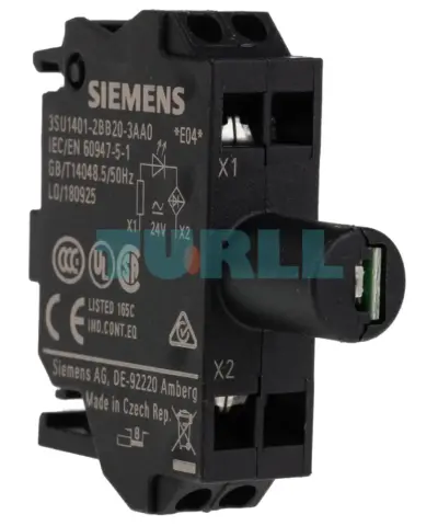Siemens 3SU1401-2BB20-3AA0 LED Module, 24V AC/DC, Red, Spring-Loaded Terminal