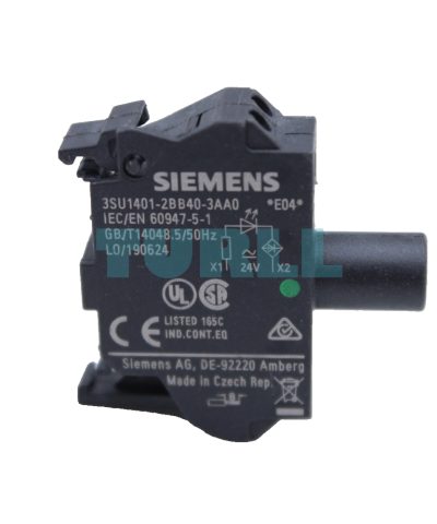 Siemens 3SU1401-2BB40-3AA0 LED Module, Green, 24 V AC/DC, Spring-Loaded Terminal, Floor Mount