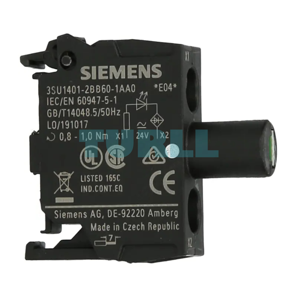 Siemens 3SU1401-2BB60-1AA0 LED Module 24V AC/DC, White, Integrated LED, Screw Terminal Original Brand New 1 Siemens 3SU1401-2BB60-1AA0 LED Module 24V AC/DC, White, Integrated LED, Screw Terminal