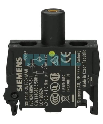 Siemens 3SU1401-2BF30-1AA0 LED Module, 230V AC, Yellow, Screw Terminal for Floor Mounting