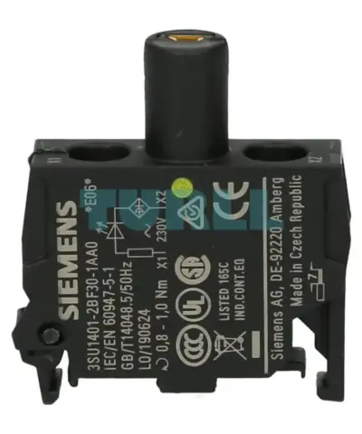 Siemens 3SU1401-2BF30-1AA0 LED Module, 230V AC, Yellow, Screw Terminal for Floor Mounting