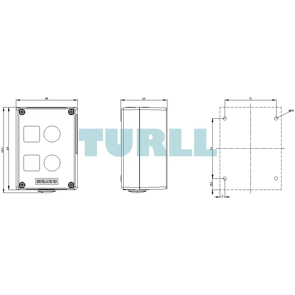 Siemens 3SU1852-0AA00-0AB1 Metal Enclosure for 22 mm Command Devices, 2 Control Points Original Brand New 4 Siemens 3SU1852-0AA00-0AB1 Metal Enclosure for 22 mm Command Devices, 2 Control Points