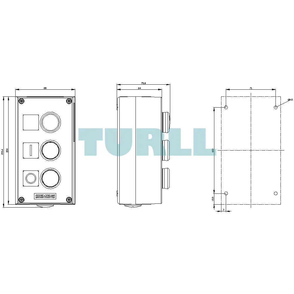 Siemens 3SU1853-0AB00-2AB1 Metal Enclosure for Command Devices, 22mm, Floor Mount, 3 Control Points Original Brand New 3 Siemens 3SU1853-0AB00-2AB1 Metal Enclosure for Command Devices, 22mm, Floor Mount, 3 Control Points