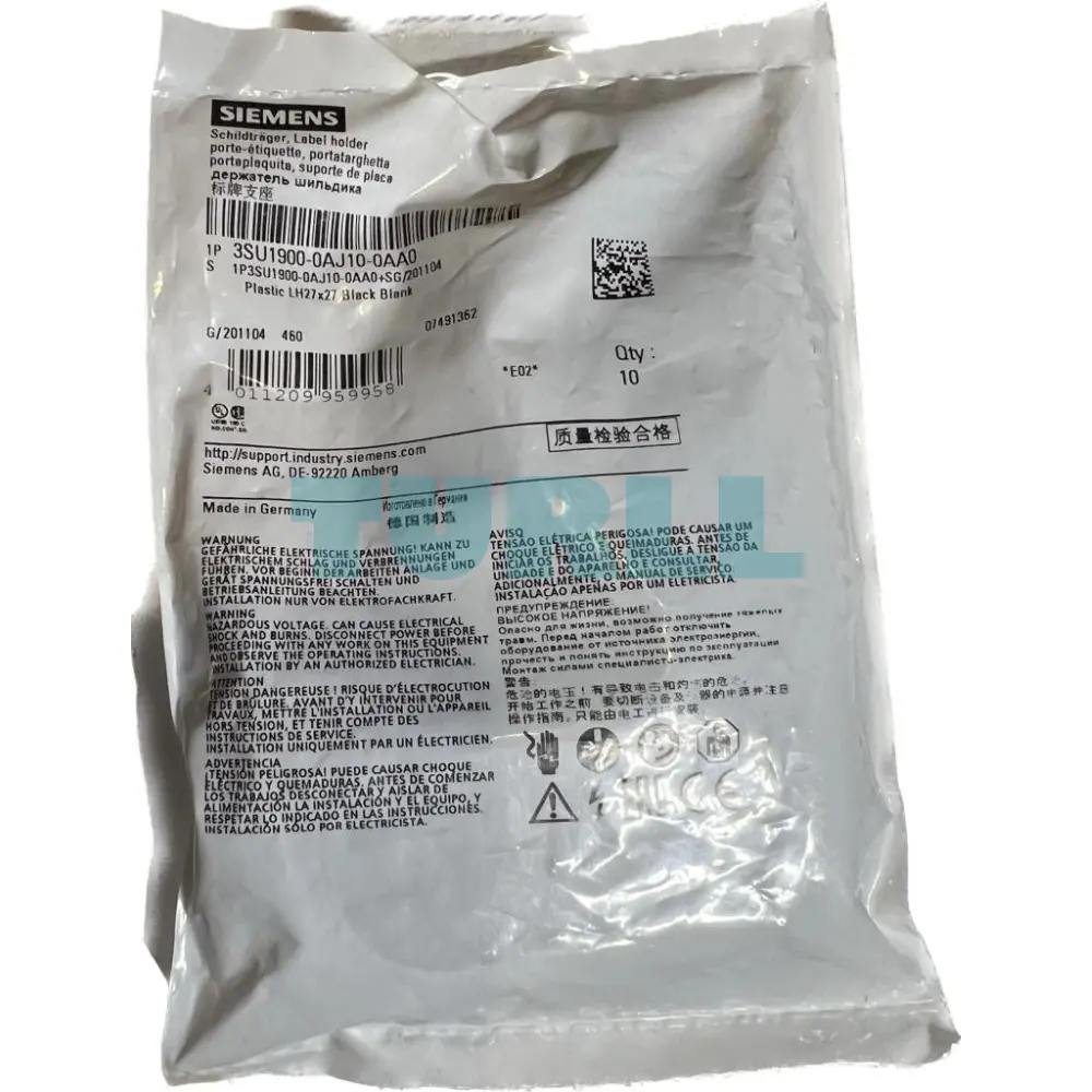 Siemens 3SU1900-0AJ10-0AA0 Label Holder, 22mm, Flat Black Frame for 27×27mm, Label Plates Original Brand New 3 Siemens 3SU1900-0AJ10-0AA0 Label Holder, 22mm, Flat Black Frame for 27×27mm, Label Plates