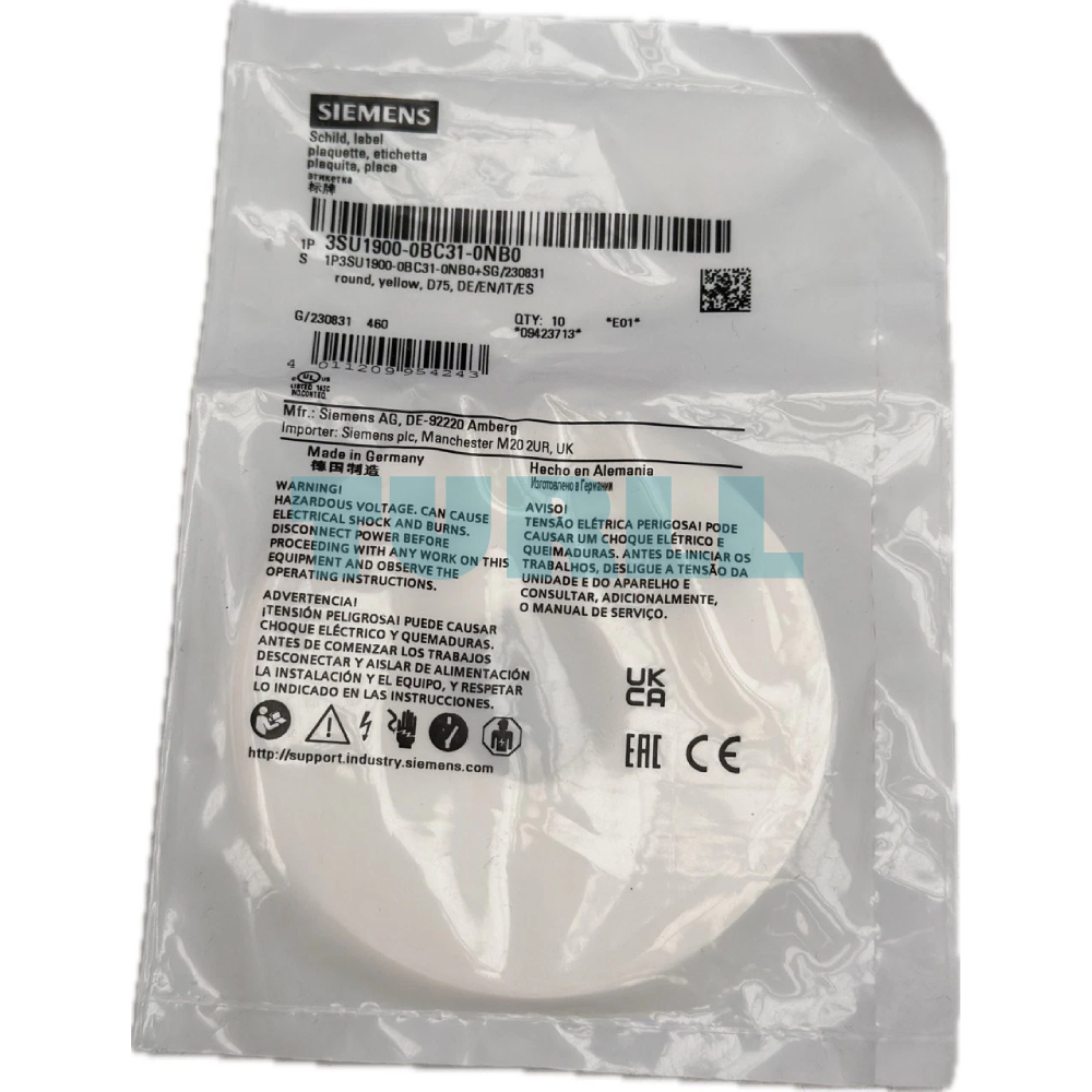 Siemens 3SU1900-0BC31-0NB0 Emergency Stop Backing Plate, Yellow Self-Adhesive Round Plate Original Brand New 3 Siemens 3SU1900-0BC31-0NB0 Emergency Stop Backing Plate, Yellow Self-Adhesive Round Plate
