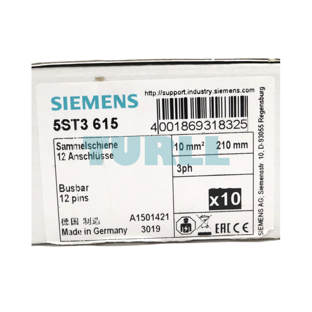 Siemens 5ST3615 Pin Busbar, 10 mm² Connection, 4x 3-Phase Touch-Safe Original Brand New 4 Siemens 5ST3615 Pin Busbar, 10 mm² Connection, 4x 3-Phase Touch-Safe