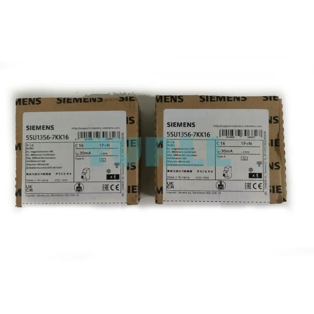 Siemens 5SU1356-7KK16 RCBO 16A 30mA, 1P+N, Type A, 6kA C-Characteristic, 230V AC Original Brand New 5 Siemens 5SU1356-7KK16 RCBO 16A 30mA, 1P+N, Type A, 6kA C-Characteristic, 230V AC
