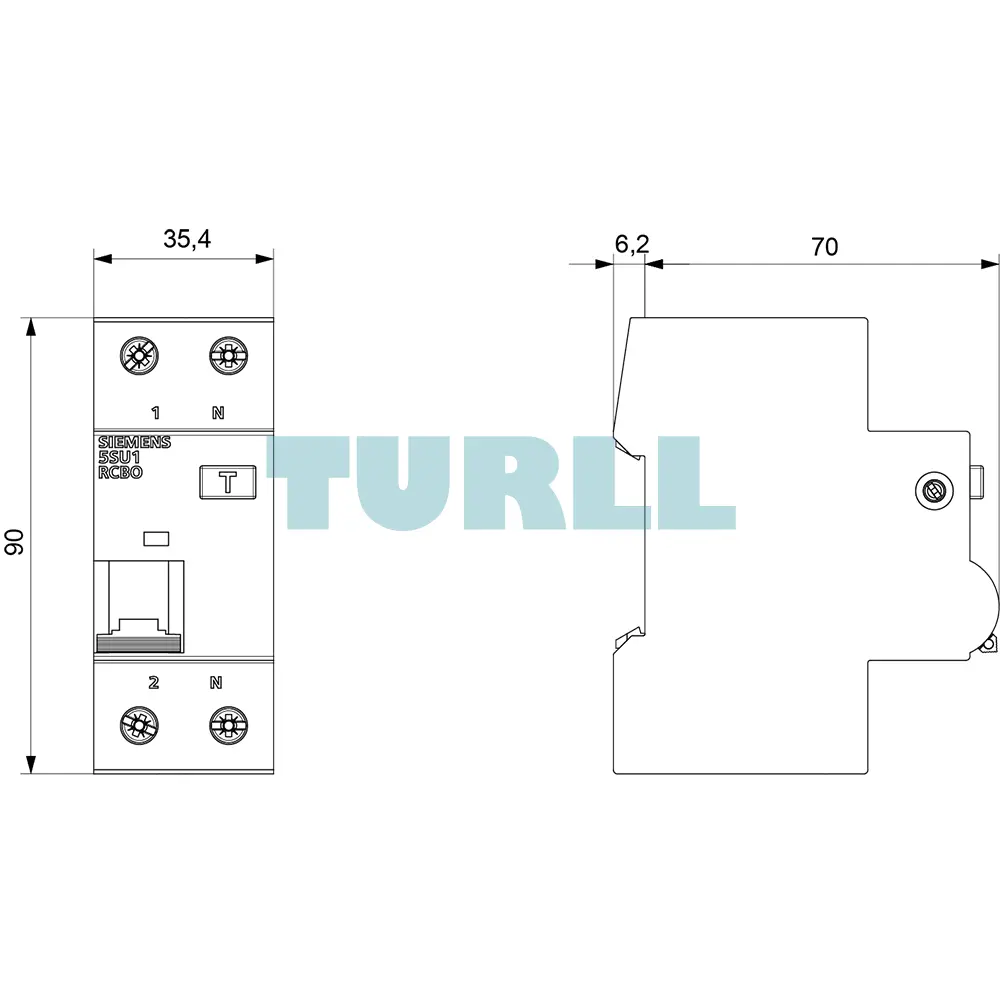 Siemens 5SU1356-7KK16 RCBO 16A 30mA, 1P+N, Type A, 6kA C-Characteristic, 230V AC Original Brand New 6 Siemens 5SU1356-7KK16 RCBO 16A 30mA, 1P+N, Type A, 6kA C-Characteristic, 230V AC