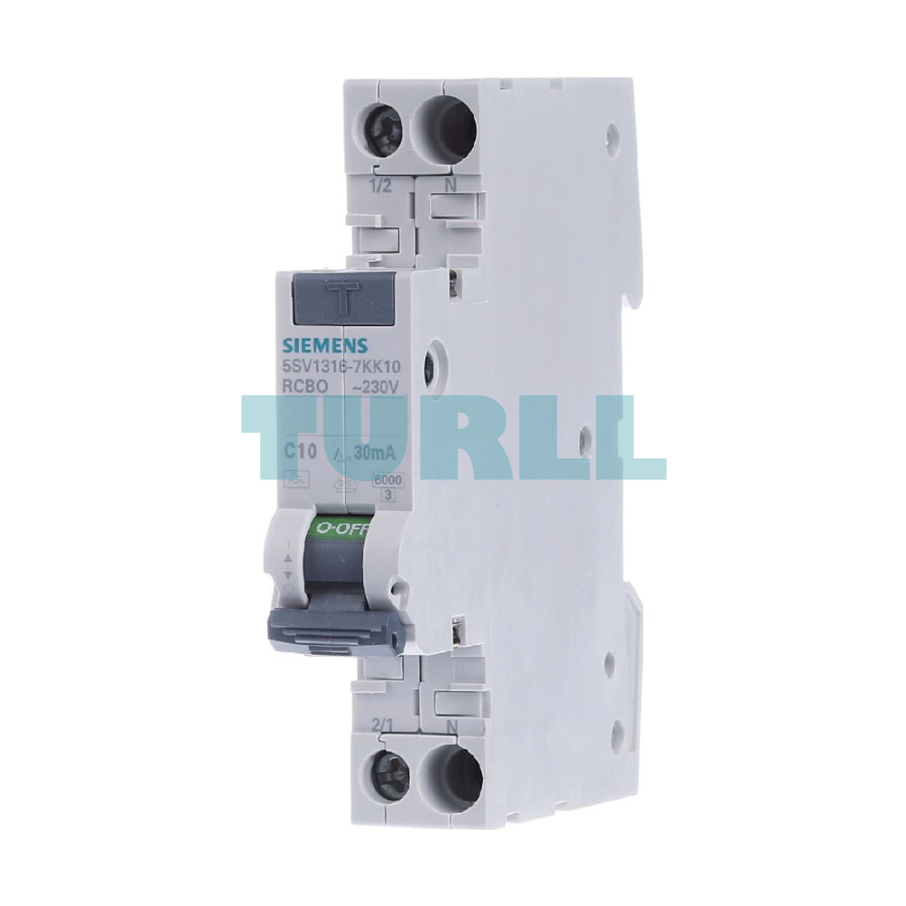 Siemens 5SV1316-7KK10 RCBO Compact, 1-Pole+N, 10A (C10), 30mA Type A, 6kA Original Brand New 1 Siemens 5SV1316-7KK10 RCBO Compact, 1-Pole+N, 10A (C10), 30mA Type A, 6kA