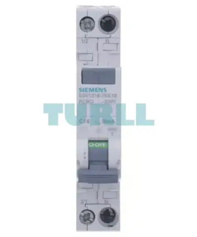 Siemens 5SV1316-7KK16 RCBO Compact 1 MW, 1-Pole+N, 6 kA, Type A, 30 mA, C16