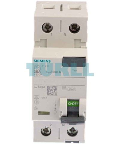 Siemens 5SV3312-6 Residual Current Circuit Breaker, 2-Pole, Type A, 25A, 30mA, 230V