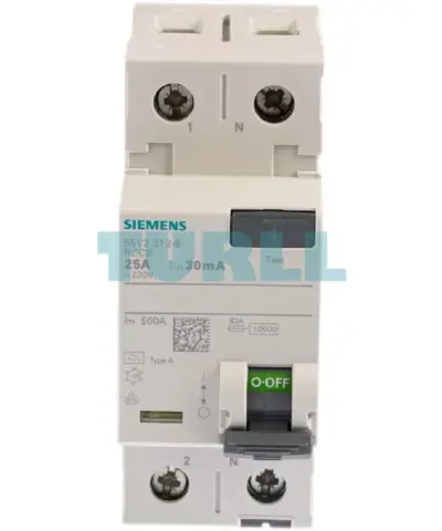 Siemens 5SV3312-6 Residual Current Circuit Breaker, 2-Pole, Type A, 25A, 30mA, 230V