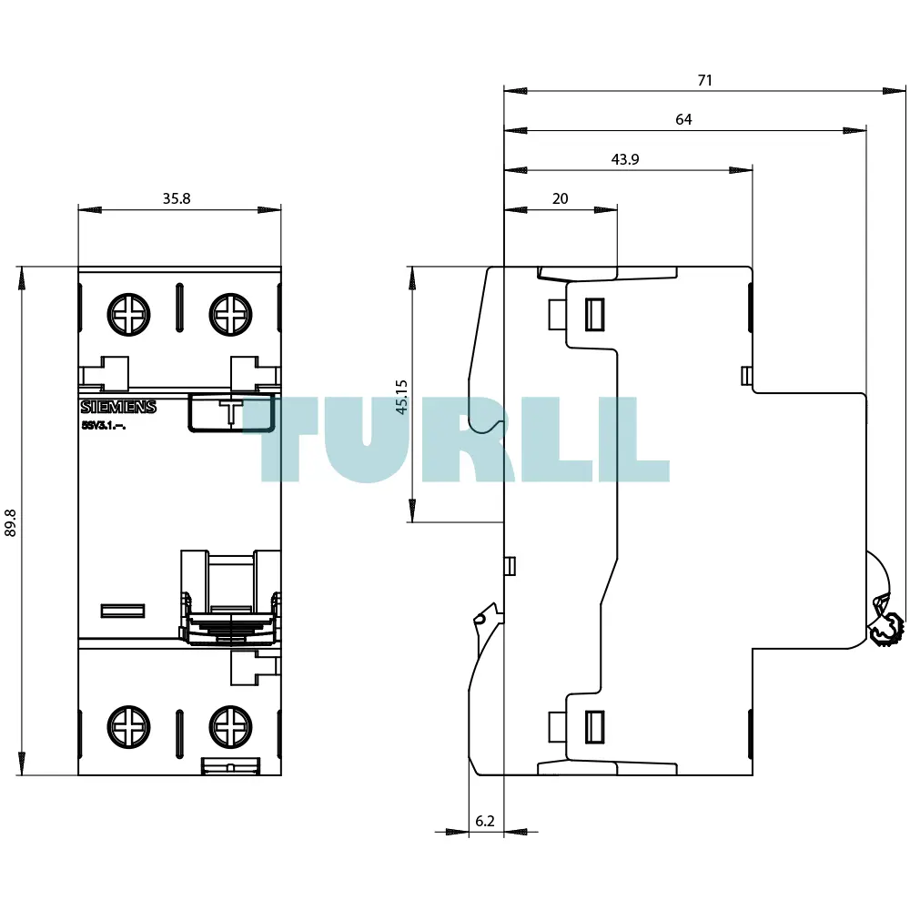 Siemens 5SV3312-6 Residual Current Circuit Breaker, 2-Pole, Type A, 25A, 30mA, 230V Original Brand New 6 Siemens 5SV3312-6 Residual Current Circuit Breaker, 2-Pole, Type A, 25A, 30mA, 230V