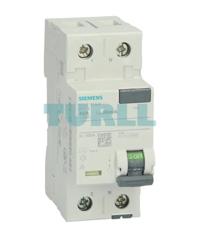 Siemens 5SV3314-6 Residual Current Circuit Breaker RCCB, 2-Pole, Type A, 40A, 30mA, 230V