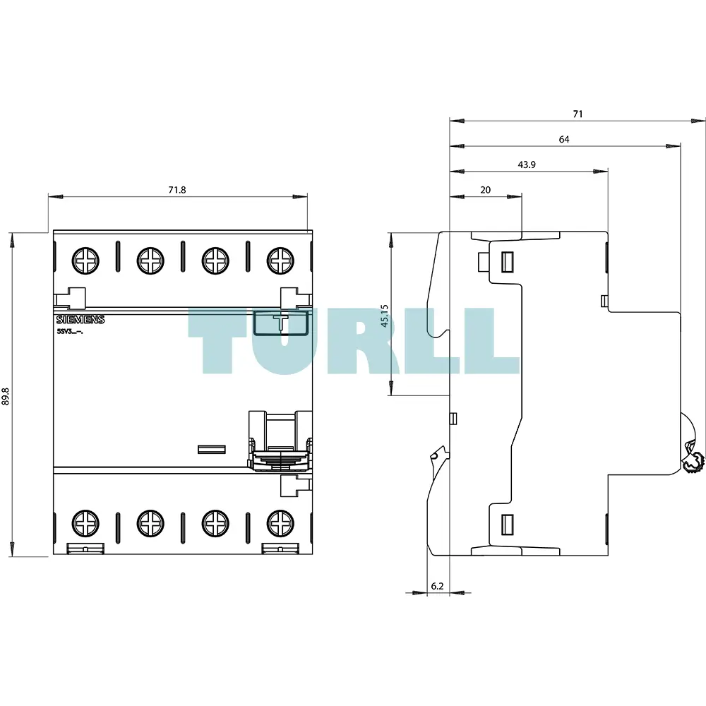Siemens 5SV3342-6 Residual Current Operated Circuit Breaker (RCCB), 4-Pole, Type A, 25A, 30mA, 400V Original Brand New 4 Siemens 5SV3342-6 Residual Current Operated Circuit Breaker (RCCB), 4-Pole, Type A, 25A, 30mA, 400V