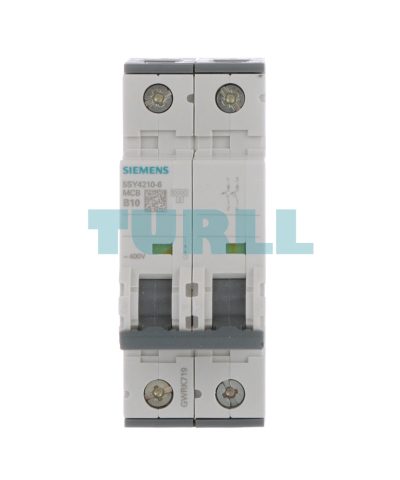 Siemens 5SY4210-6 Miniature Circuit Breaker 2-Pole, 10A, B-Type, 400V, 10kA