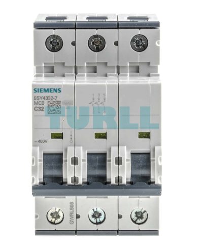 Siemens 5SY4332-7 Miniature Circuit Breaker, 400V, 10kA, 3-Pole, Type C, 32A, 70mm