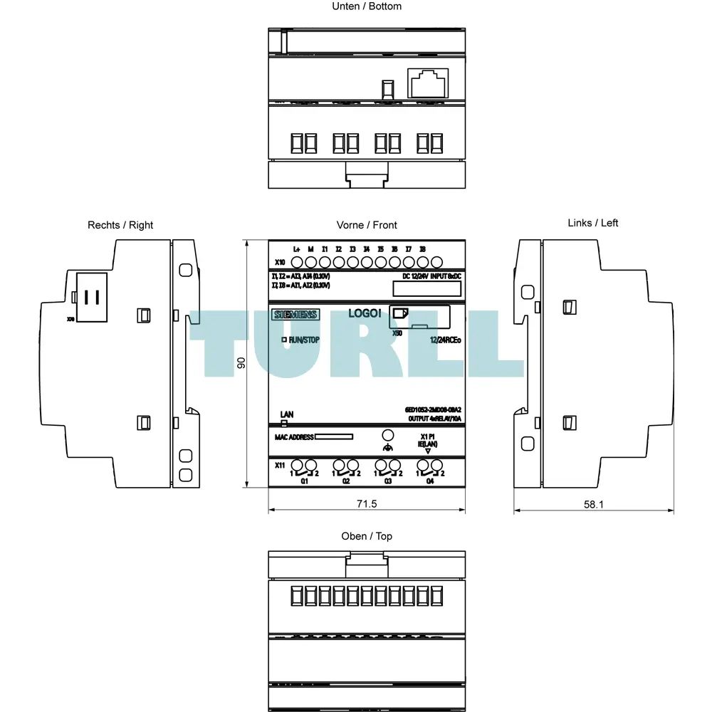 Siemens 6ED1052-2MD08-0BA2 LOGO! 12/24RCEO, Logic Module, 8 DI (4 AI), 4 DO Original Brand New 6 Siemens 6ED1052-2MD08-0BA2 LOGO! 12/24RCEO, Logic Module, 8 DI (4 AI), 4 DO