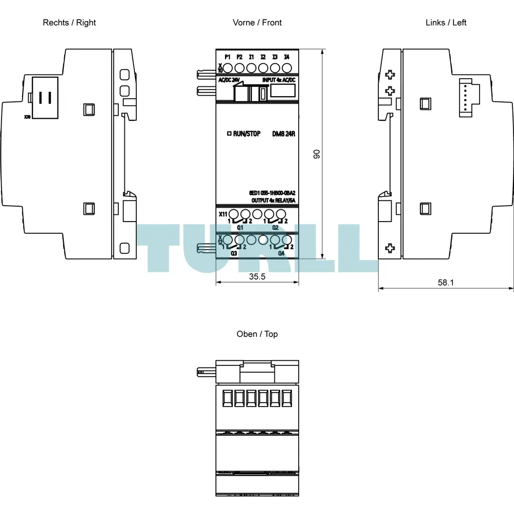 Siemens 6ED1055-1HB00-0BA2 LOGO! DM8 24R Expansion Module, 24V Relay I/O Original Brand New 9 Siemens 6ED1055-1HB00-0BA2 LOGO! DM8 24R Expansion Module, 24V Relay I/O