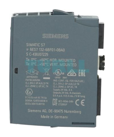 Siemens 6ES7132-6BF01-0BA0 SIMATIC ET 200SP, Digital Output Module, DQ 8x, 24V DC, 0.5A