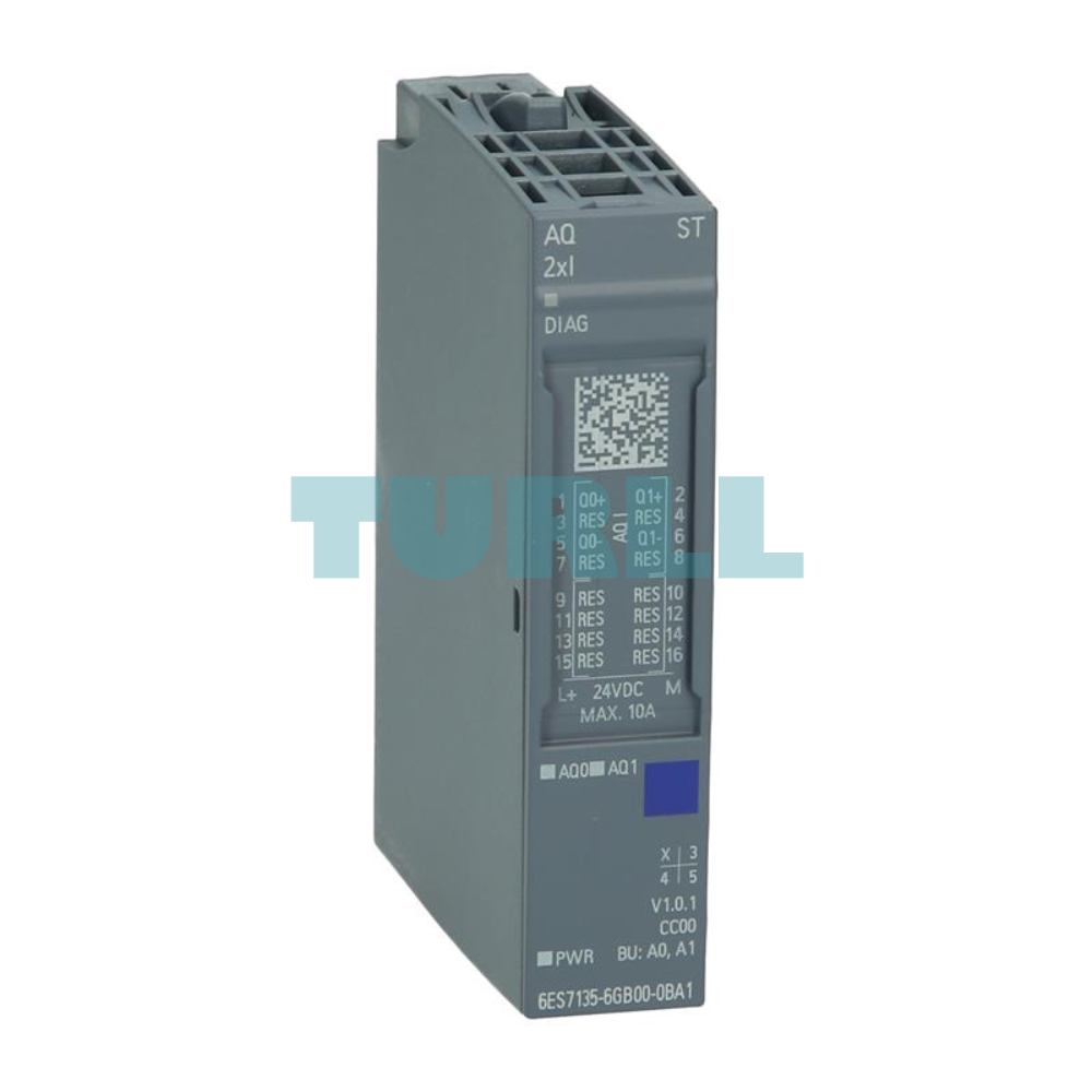 Siemens 6ES7135-6GB00-0BA1 SIMATIC ET 200SP, Analog Output Module, AQ 2xI Standard, 16 Bit Original Brand New 1 Siemens 6ES7135-6GB00-0BA1 SIMATIC ET 200SP, Analog Output Module, AQ 2xI Standard, 16 Bit