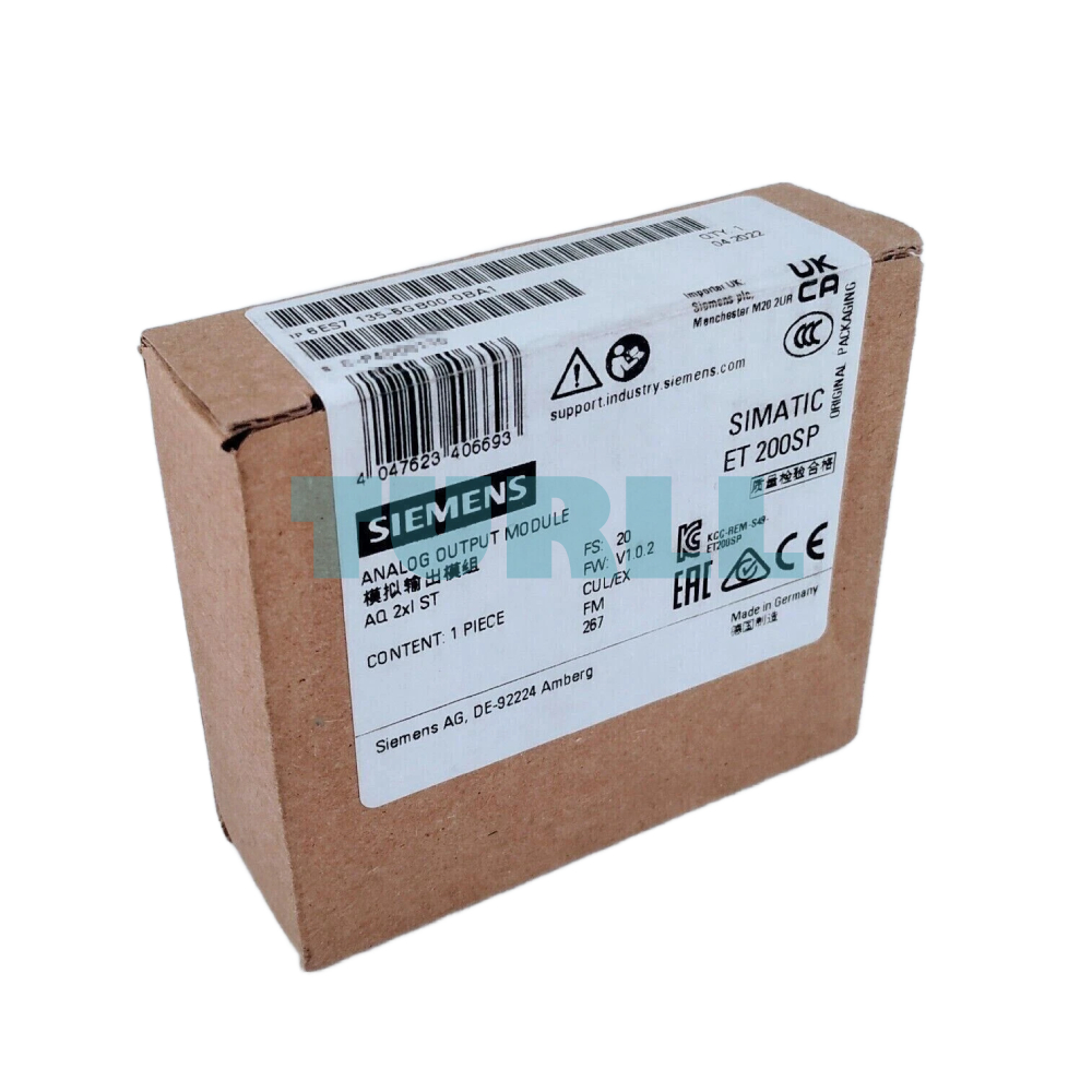Siemens 6ES7135-6GB00-0BA1 SIMATIC ET 200SP, Analog Output Module, AQ 2xI Standard, 16 Bit Original Brand New 4 Siemens 6ES7135-6GB00-0BA1 SIMATIC ET 200SP, Analog Output Module, AQ 2xI Standard, 16 Bit