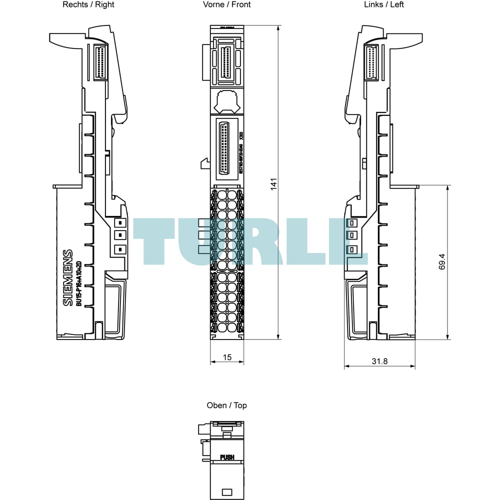 Siemens 6ES7193-6BP20-0DA0 SIMATIC ET 200SP BaseUnit BU15-P16+A10+2D, Type A0, Push-In Terminal Original Brand New 6 Siemens 6ES7193-6BP20-0DA0 SIMATIC ET 200SP BaseUnit BU15-P16+A10+2D, Type A0, Push-In Terminal