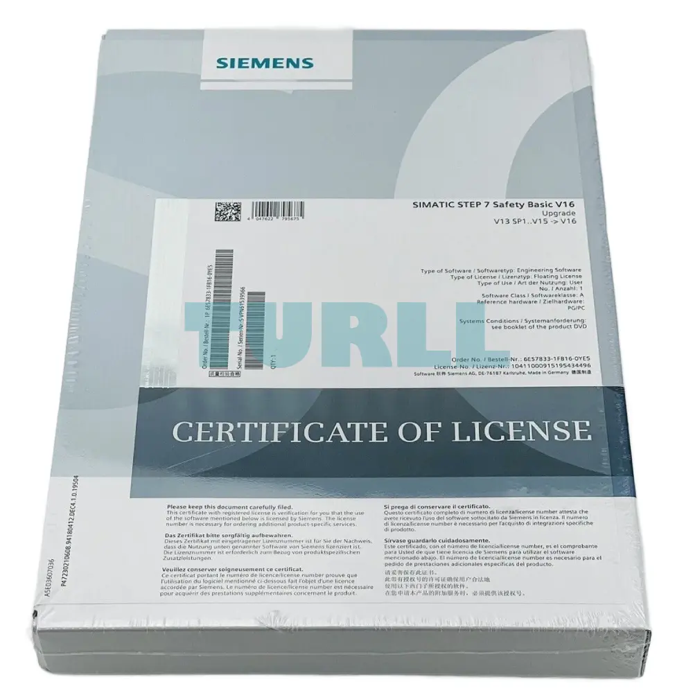 Siemens 6ES7833-1FB16-0YE5 SIMATIC STEP 7 Safety Basic V16 Upgrade License Original Brand New 1 Siemens 6ES7833-1FB16-0YE5 SIMATIC STEP 7 Safety Basic V16 Upgrade License
