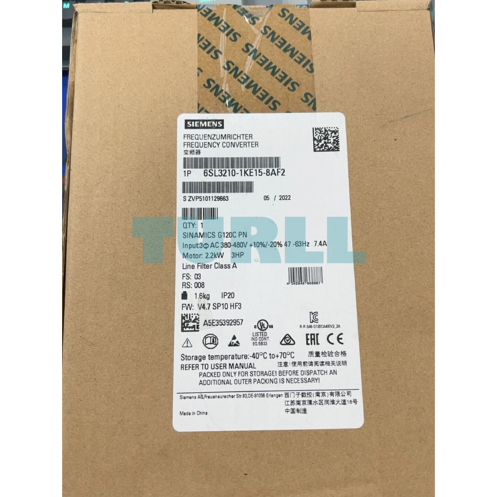 Siemens 6SL3210-1KE15-8AF2 SINAMICS G120C AC Drive, 2.2kW / 1.5kW, PROFINET Original Brand New 4 Siemens 6SL3210-1KE15-8AF2 SINAMICS G120C AC Drive, 2.2kW / 1.5kW, PROFINET