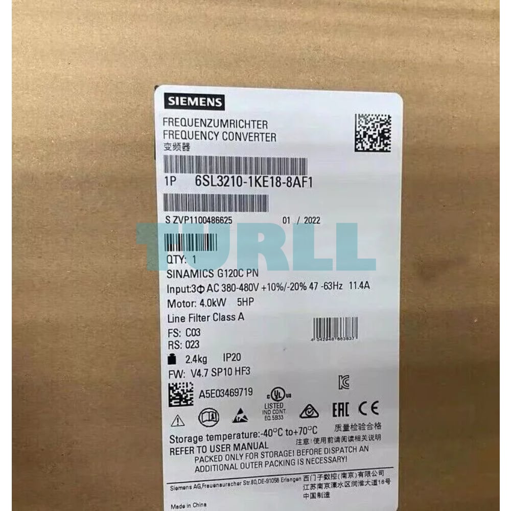 Siemens 6SL3210-1KE18-8AF1 SINAMICS G120C, Frequency Inverter, 4kW Variable Speed Drive Original Brand New 4 Siemens 6SL3210-1KE18-8AF1 SINAMICS G120C, Frequency Inverter, 4kW Variable Speed Drive