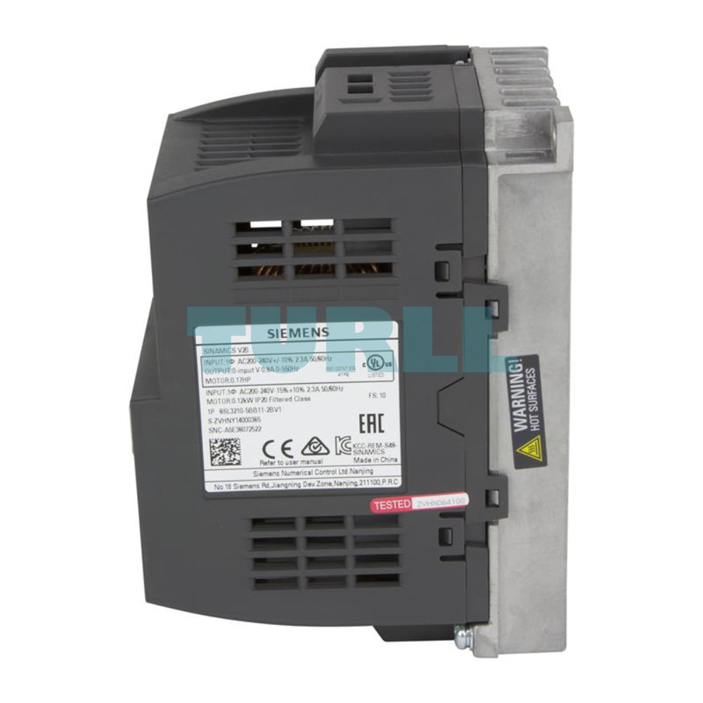 Siemens 6SL3210-5BB11-2BV1 SINAMICS V20 Frequency Inverter 0.12 kW, 200–240V AC Original Brand New 5 Siemens 6SL3210-5BB11-2BV1 SINAMICS V20 Frequency Inverter 0.12 kW, 200–240V AC